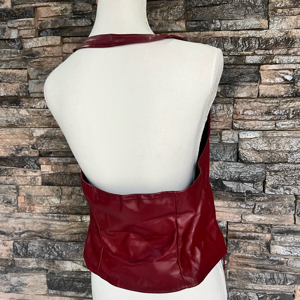 SHEIN Burgundy Lace-Up Corset Top - Picture 5 of 11